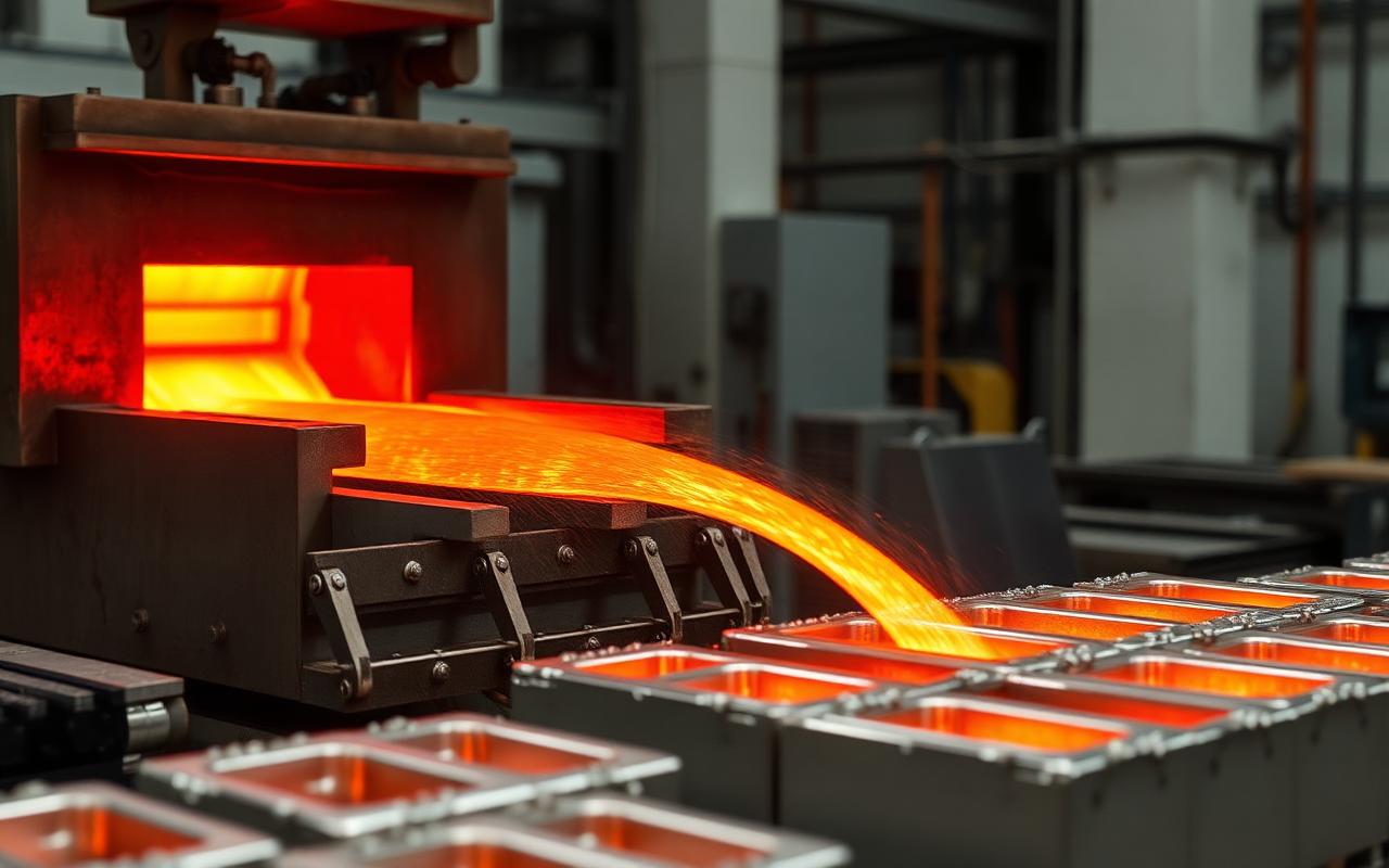 Molten aluminium pour